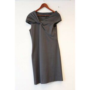 Helmut Lang Women's Size Large Gray Dress Asymmetrical Short Sleeve Stretch Mini